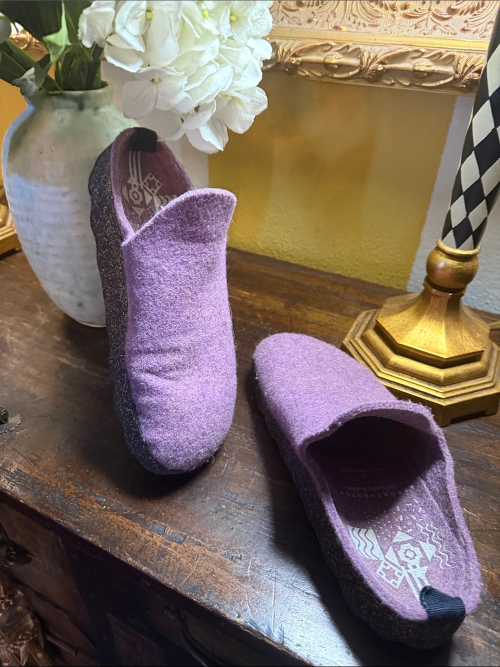 Asportuguesas size 40. Purple Women's Slip-On Woolfelt mules.   Wonderful